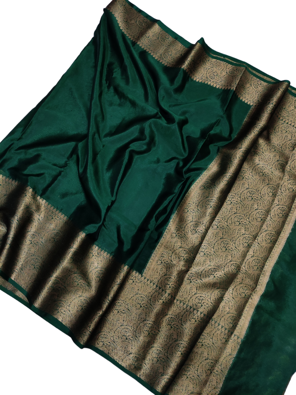 Bottle Green Colour Plain Body Warm Silk Saree