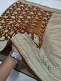 Dark Brown Colour Handloom Pure Banarasi Khaddi Georgette Saree Water Zari