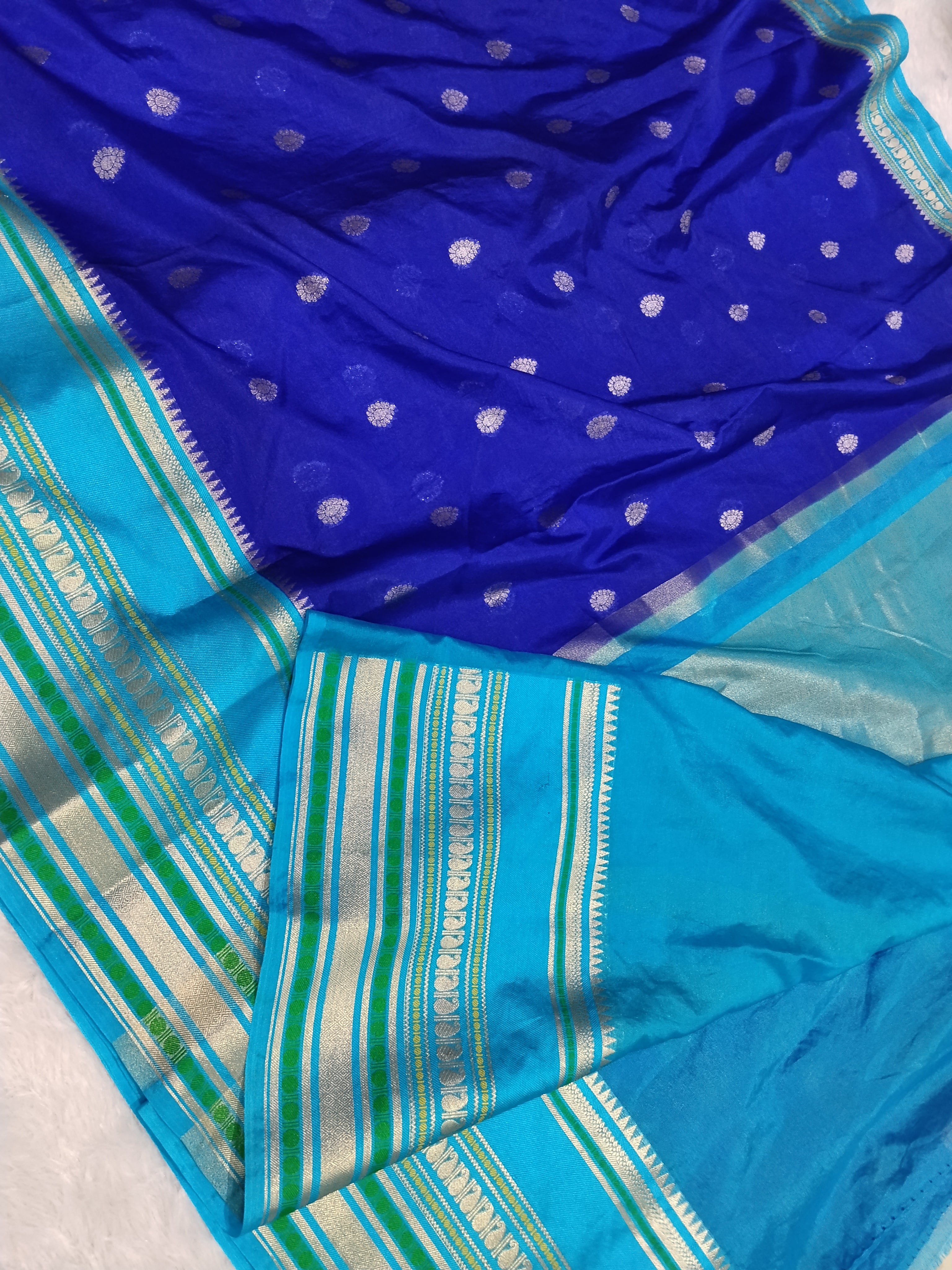 Blue Colour Party Wear Kanchi Border Soft Warm Silk Saree