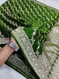 Green Colour Banarasi Mashru Silk Saree With Buti Design