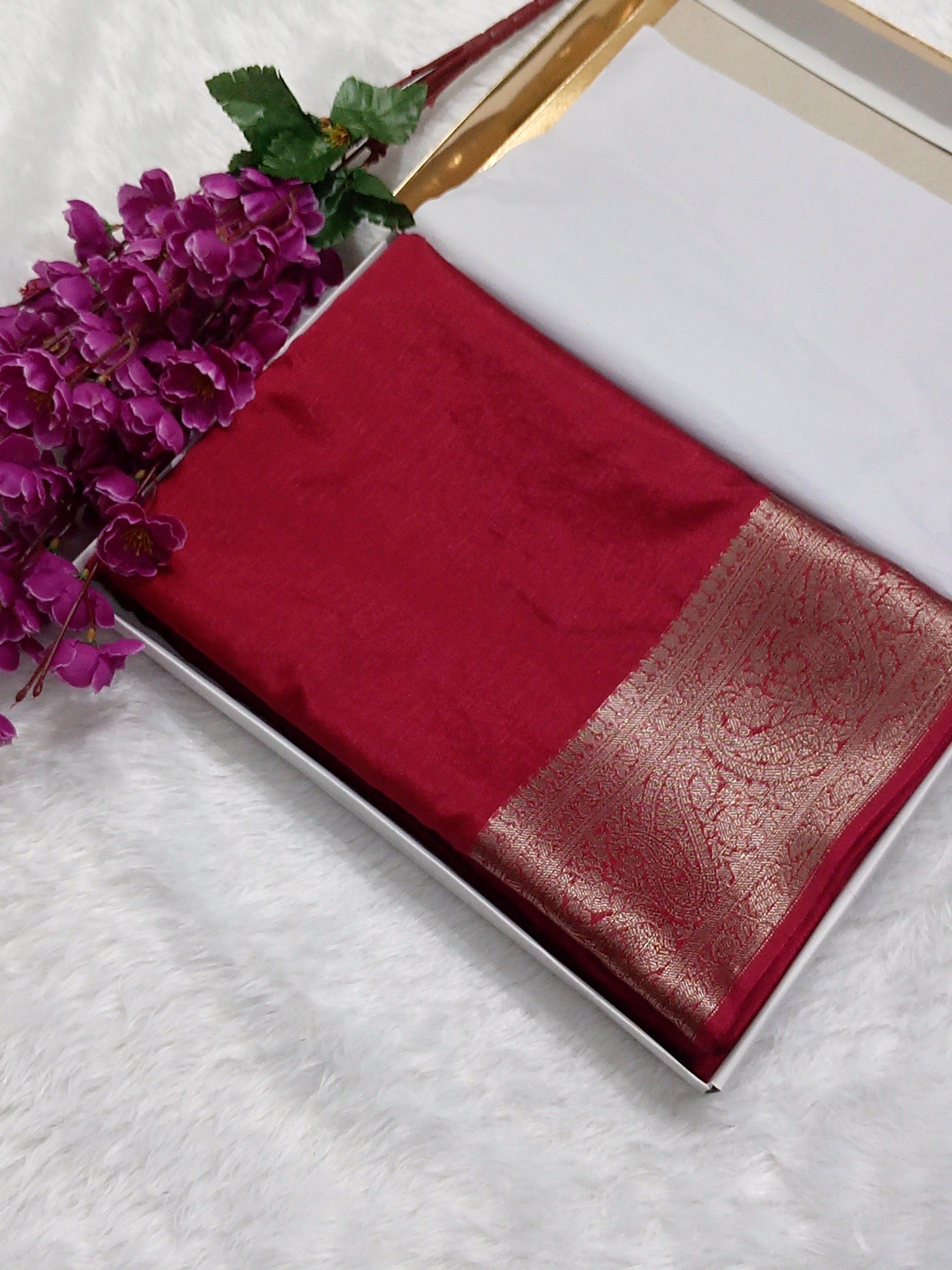 Maroon Colour Banarasi Warm Silk Saree