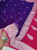 Handloom Pure Banarasi Chiffon Saree Silver Zari