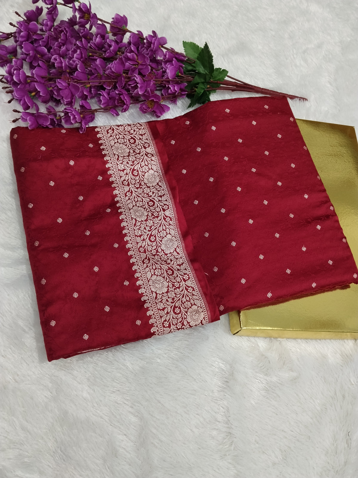 Maroon Colour Banarasi Mashru Silk Saree With Resham Brocade Work