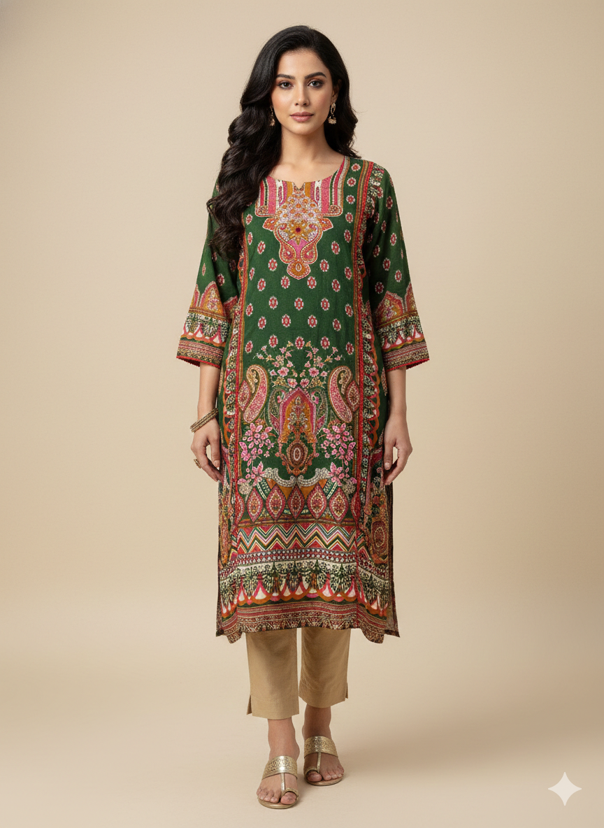 Fancy Designer Printed Rayon Kurti By Mks Creations