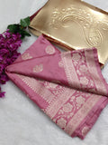 Pinkish Brown Colour Mashru Soft Silk Saree