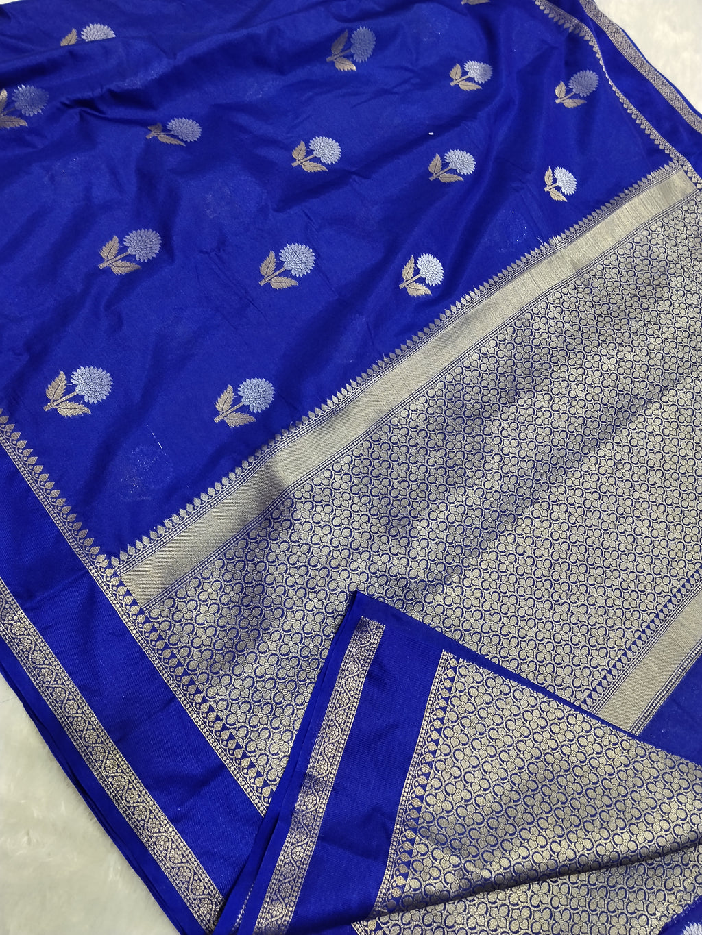 Royal Blue Colour Banarasi Warm Silk Saree With Mina Buta