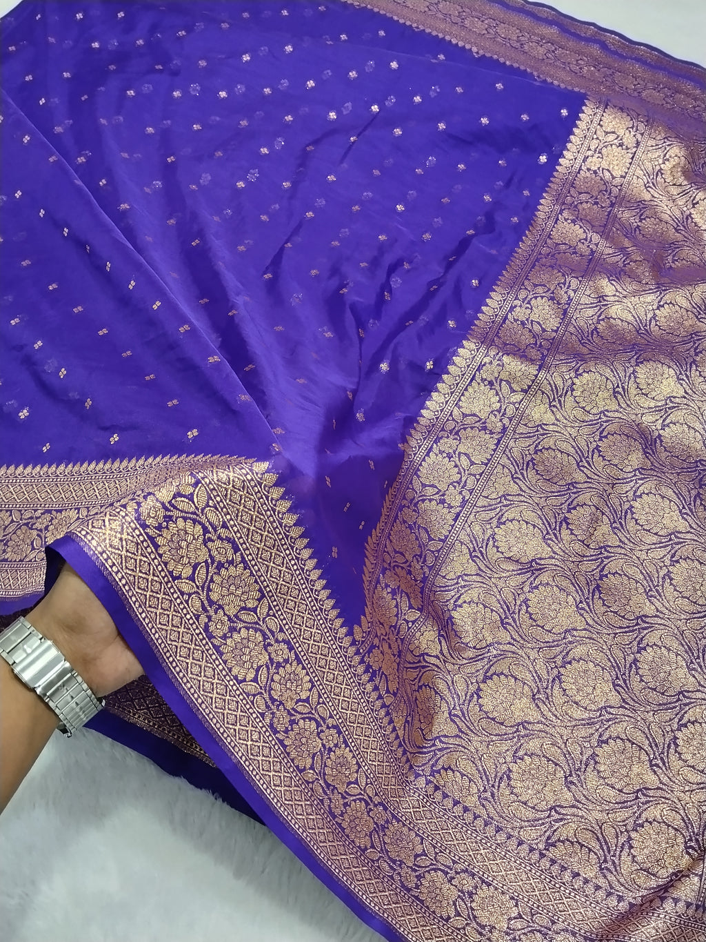 Violet Colour Zari Buti Khaddi Georgette Saree