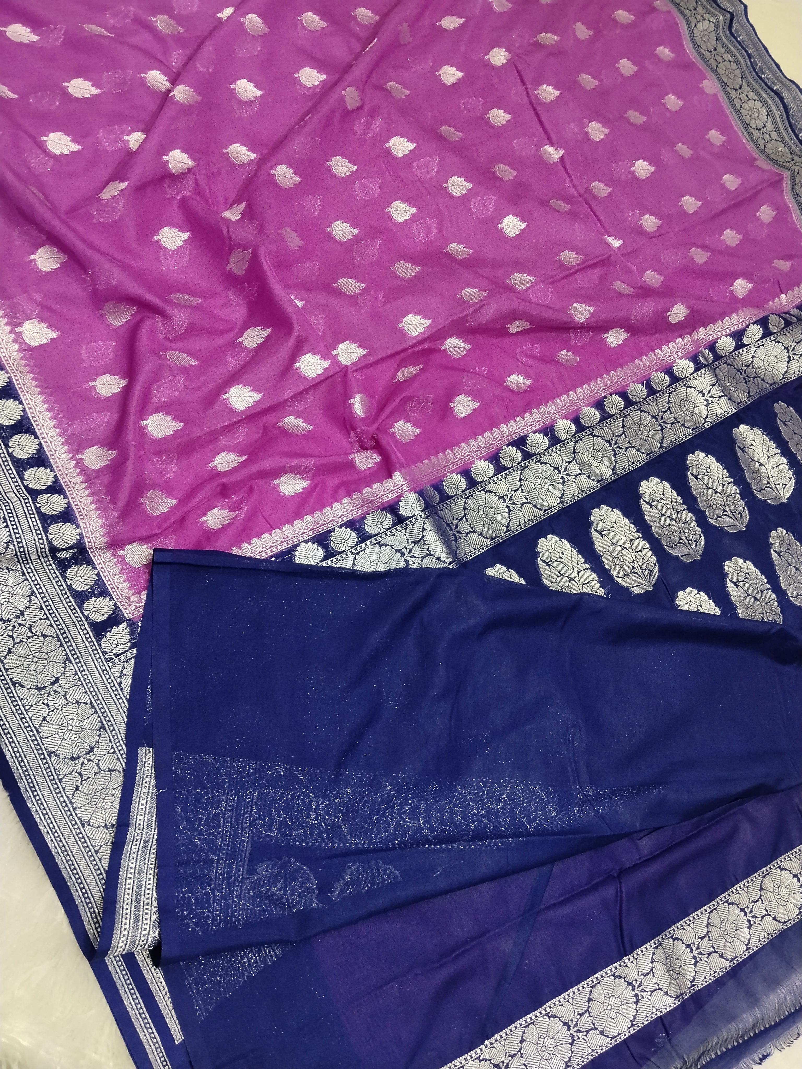 Purple  Colour Zari Buti Khaddi Georgette Saree