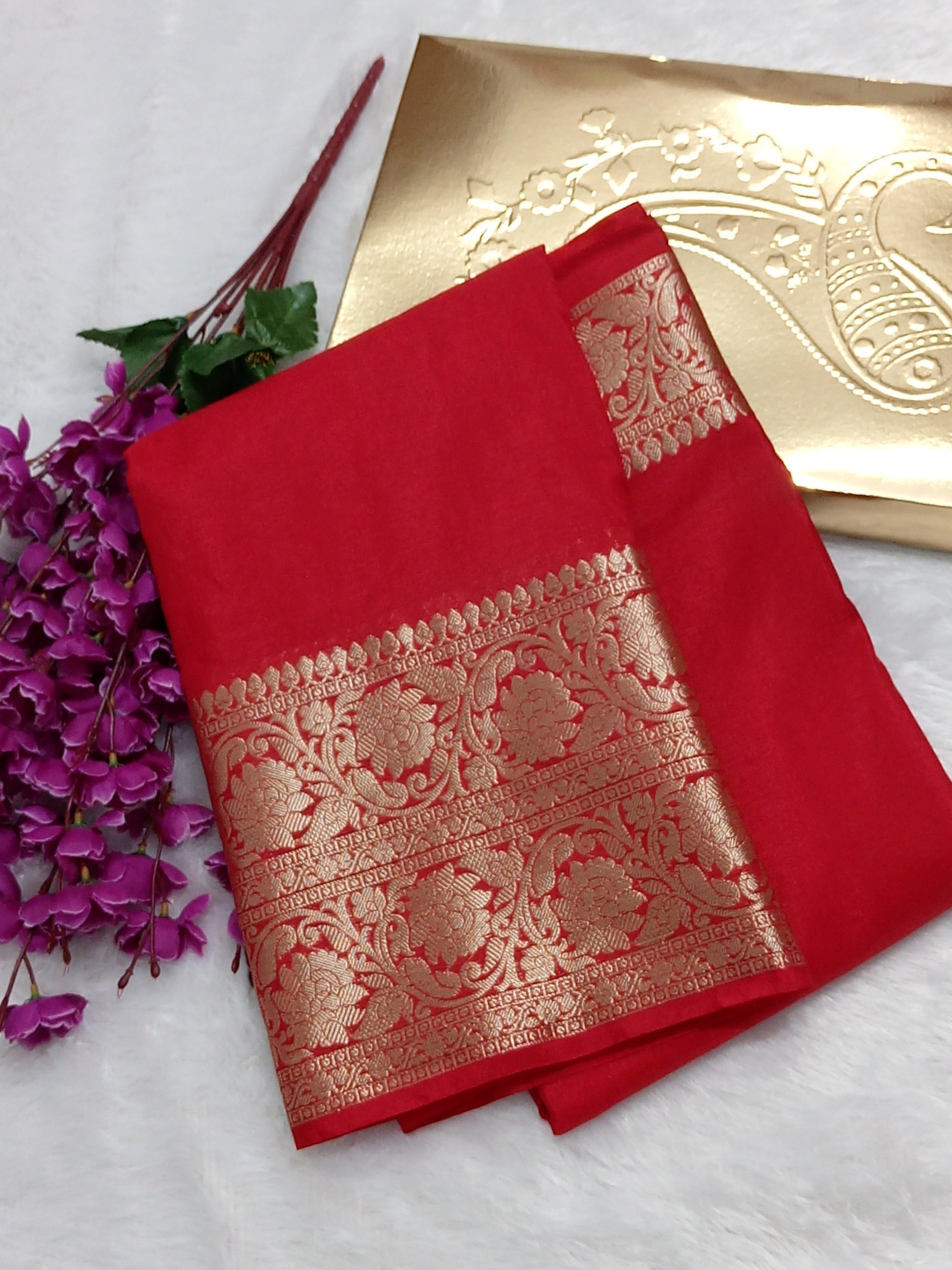 Red Color Skirt Border Banarasi Soft Silk Saree