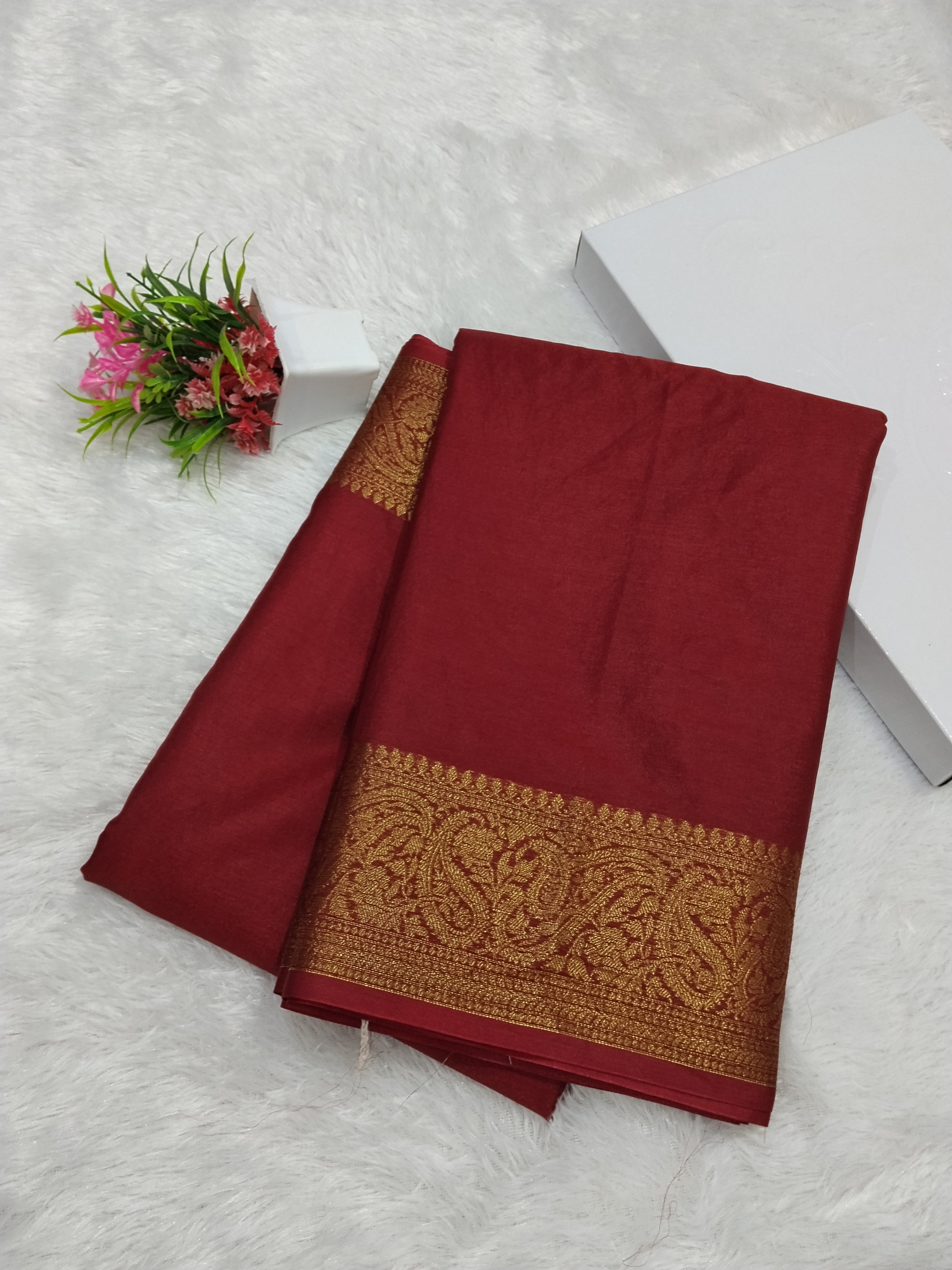 Dark Maroon Colour Banarasi Warm Silk Soft Saree