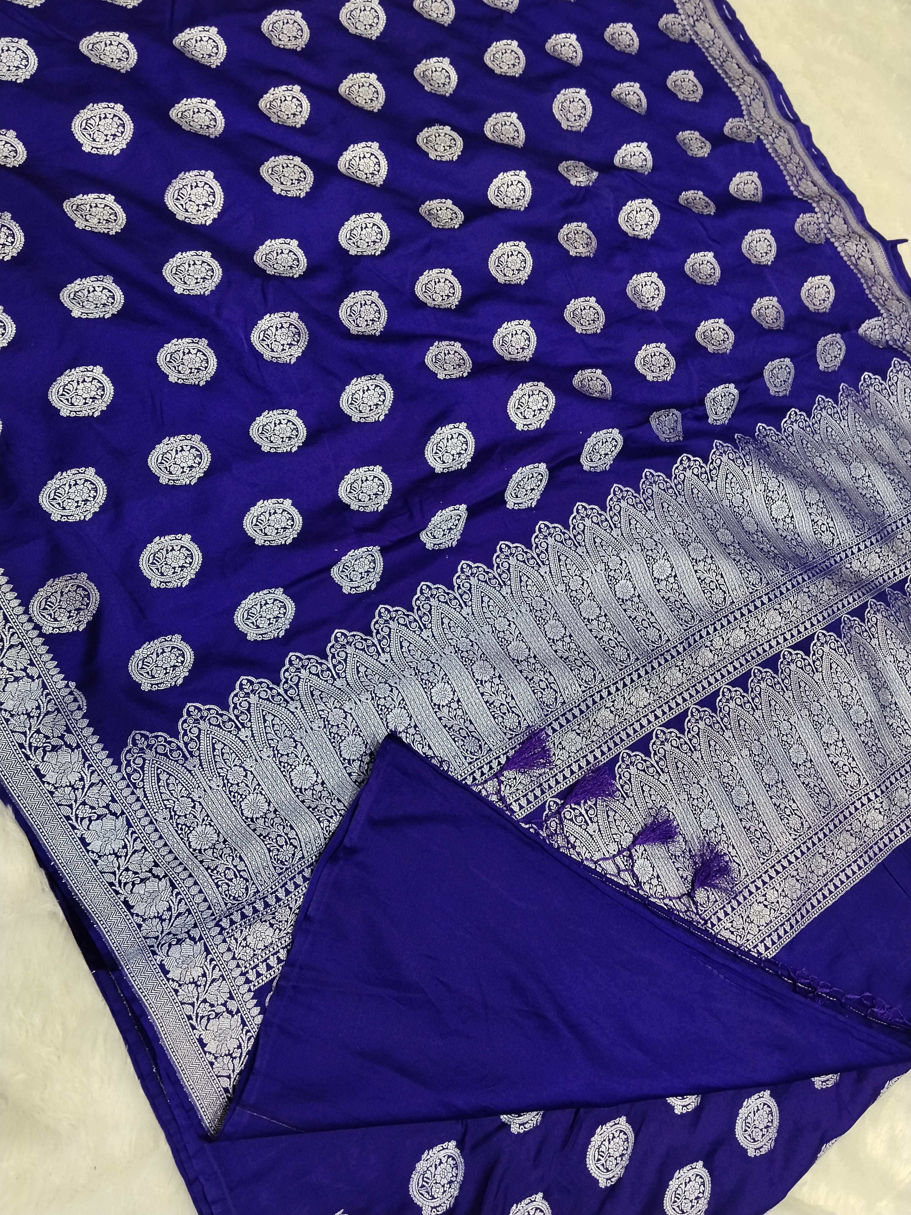 Violet Colour Banarasi Mashru Silk Saree With Buti Design