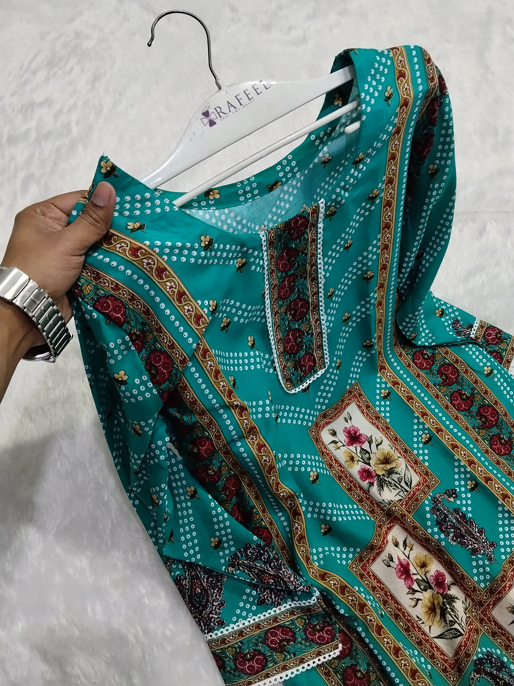 Teal Blue Fancy Designer Printed Rayon Kurti By Mks Creations