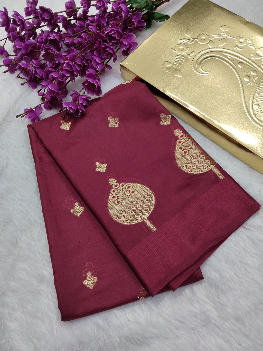 Maroon Colour Banarasi Warm Silk Saree