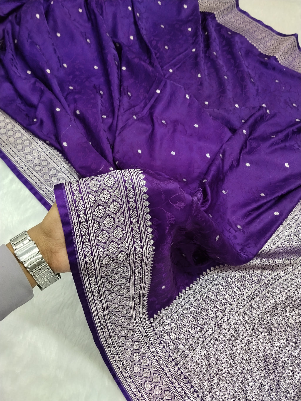 Violet Colour Banarasi Mashru Silk Saree With Brocade Design
