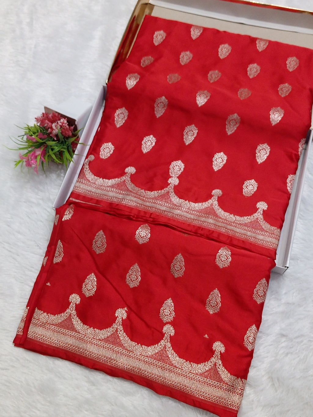 Dark Red Colour Wedding Banarasi Mashru Silk Saree