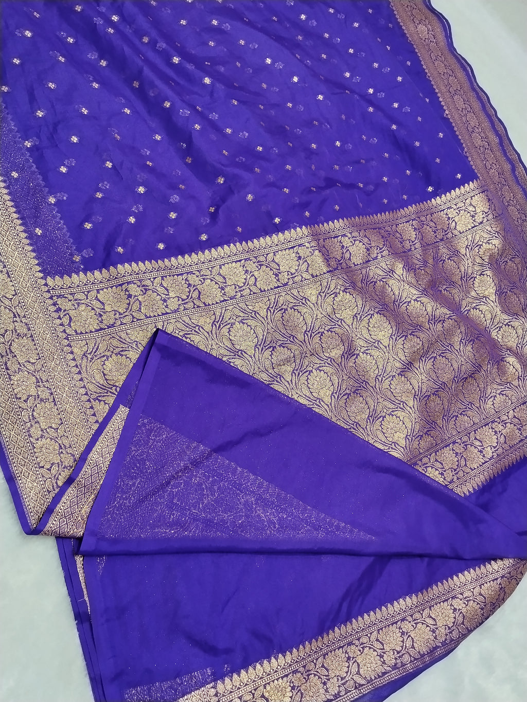 Violet Colour Zari Buti Khaddi Georgette Saree