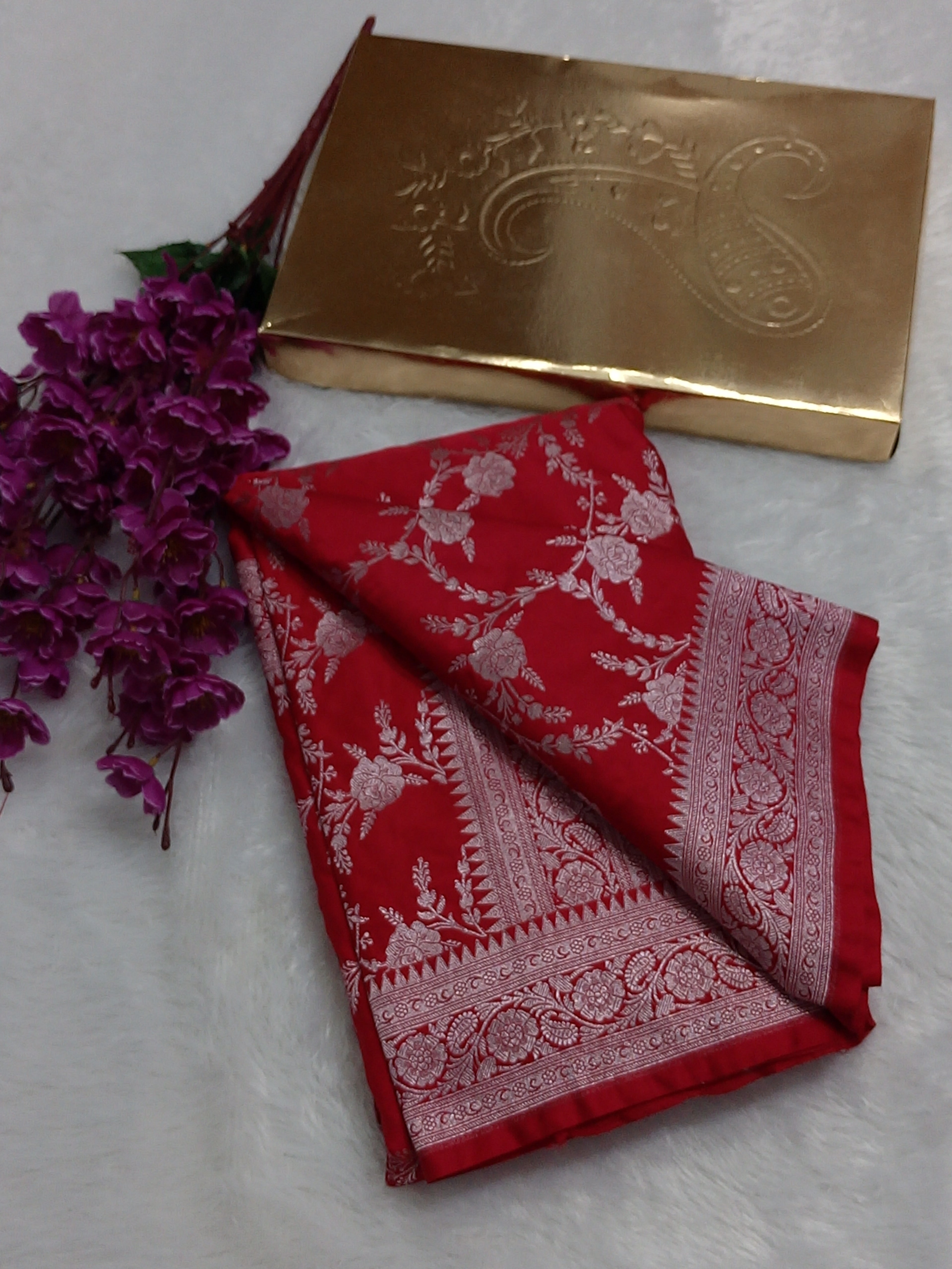 Light RedBanarasi Mashru Silk Saree