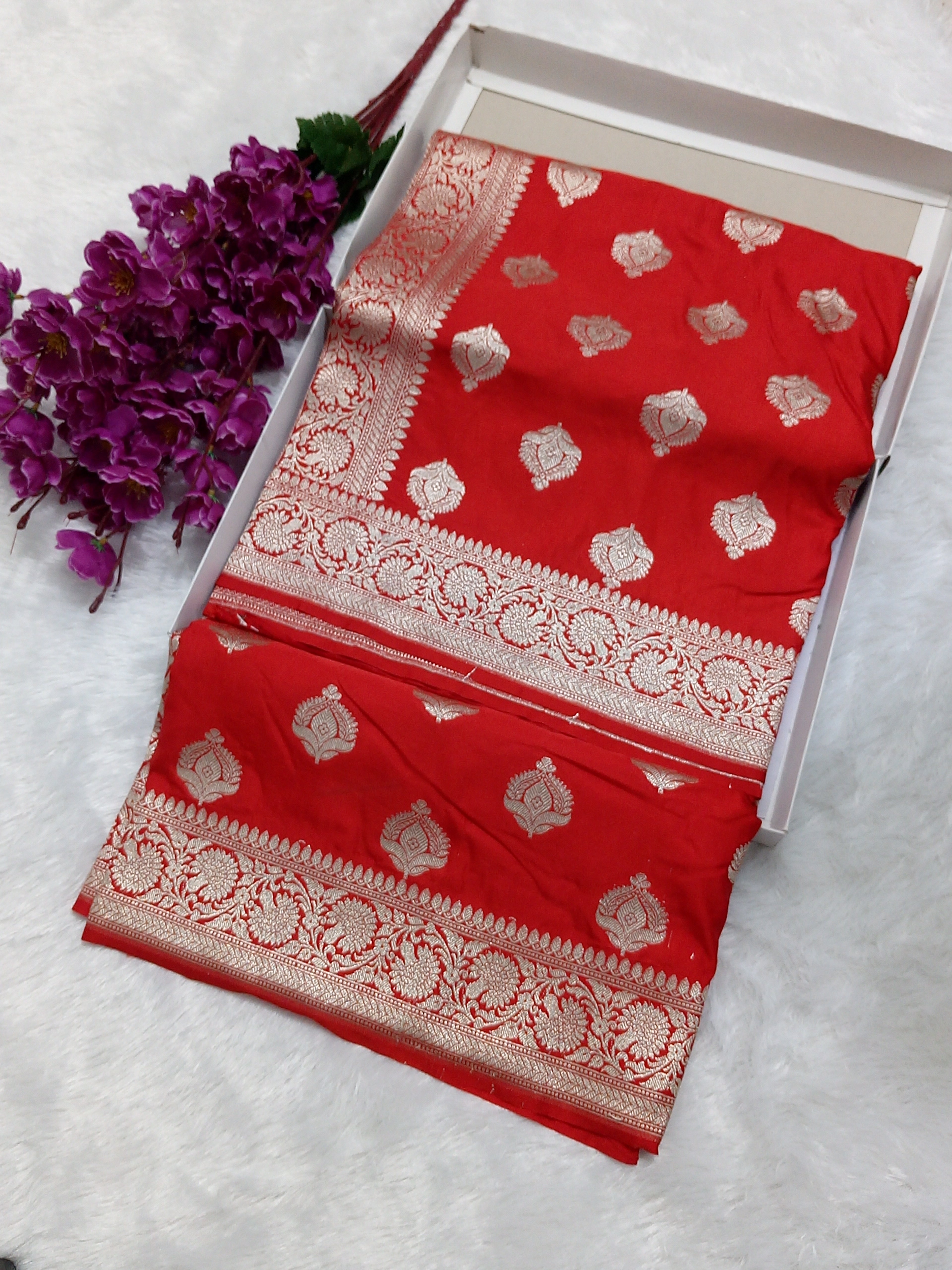 Red Color Banarasi Mashru Silk Saree
