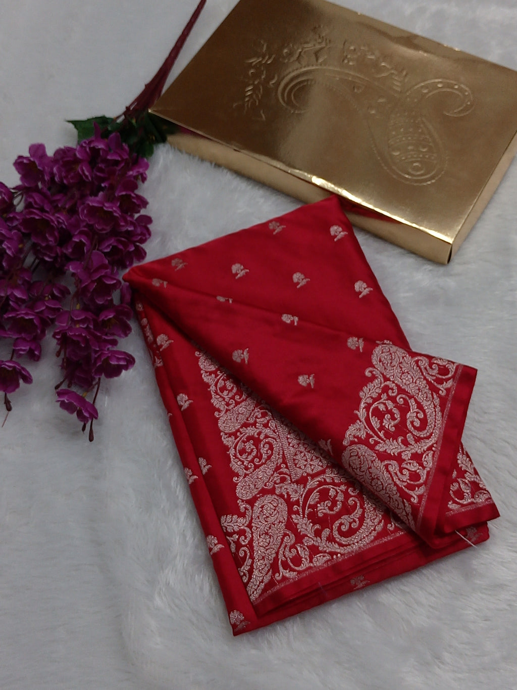 Rose Pink Color Banarasi Mashru Silk Saree