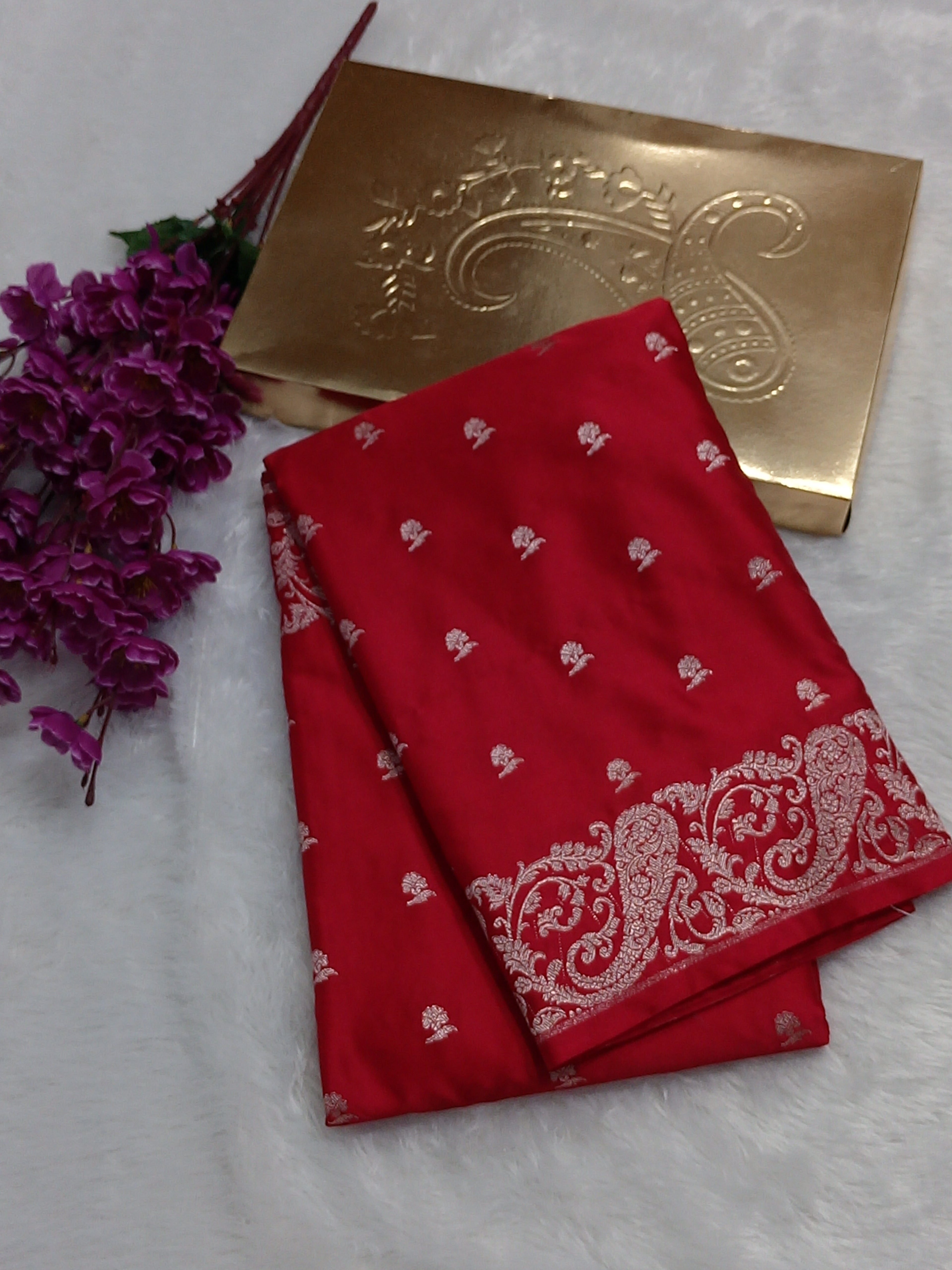 Rose Pink Color Banarasi Mashru Silk Saree