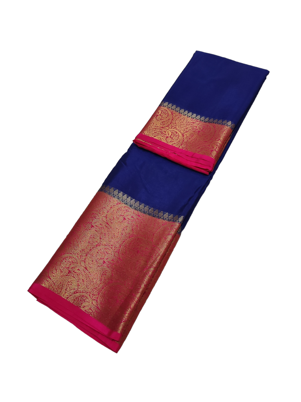 Blue And Pink Colour Plain Body Warm Silk Saree