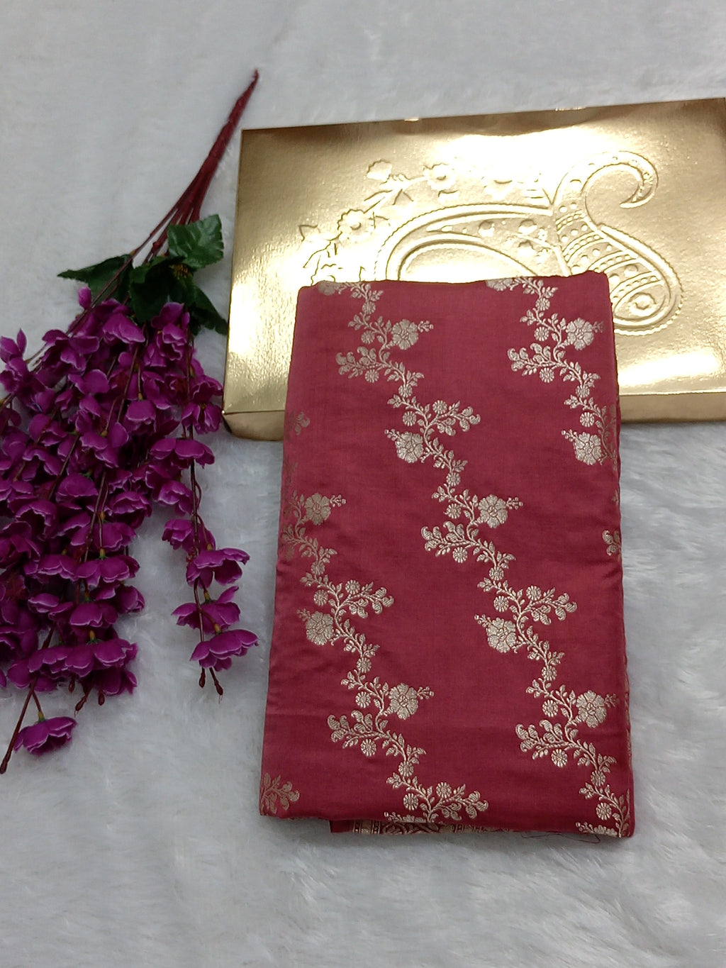 Party Wear Peach Colour Banarasi Mashru Silk Saree