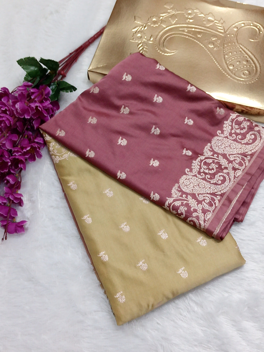 Dual Colour Banarasi Mashru Silk Saree