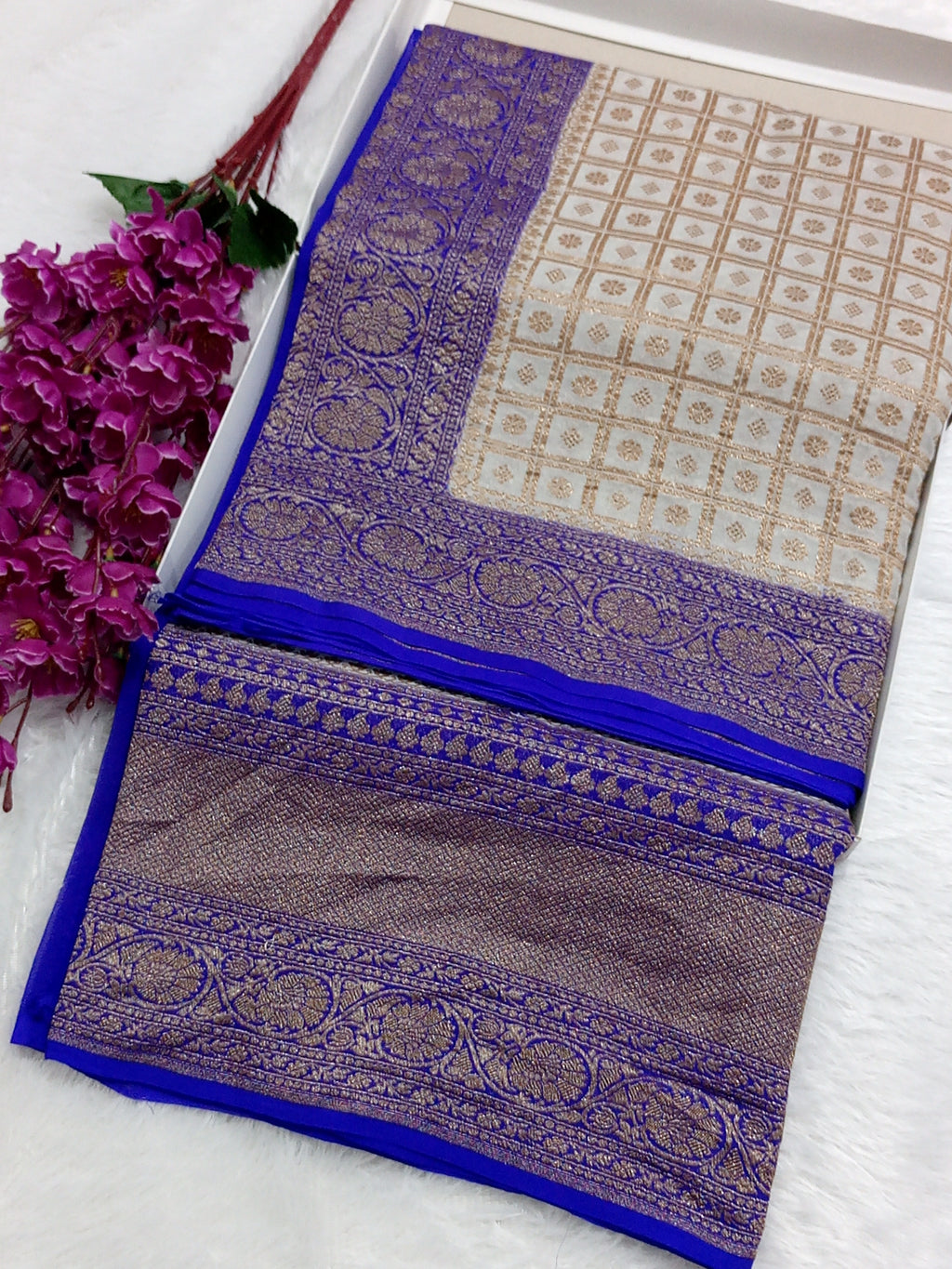 Handloom Pure Banarasi Khaddi Georgette Saree