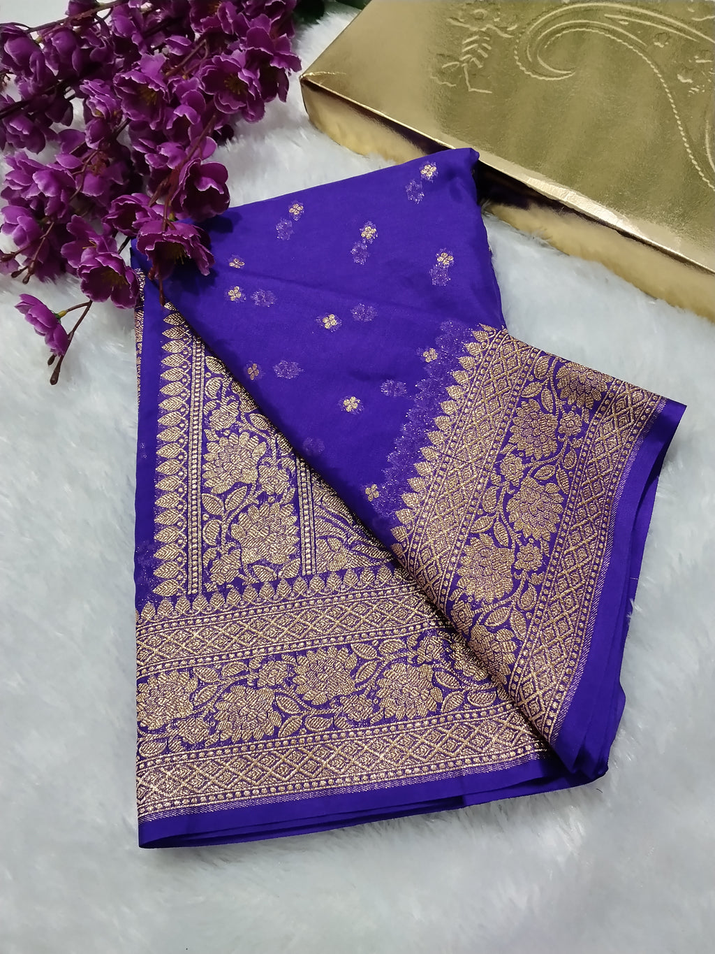 Violet Colour Zari Buti Khaddi Georgette Saree