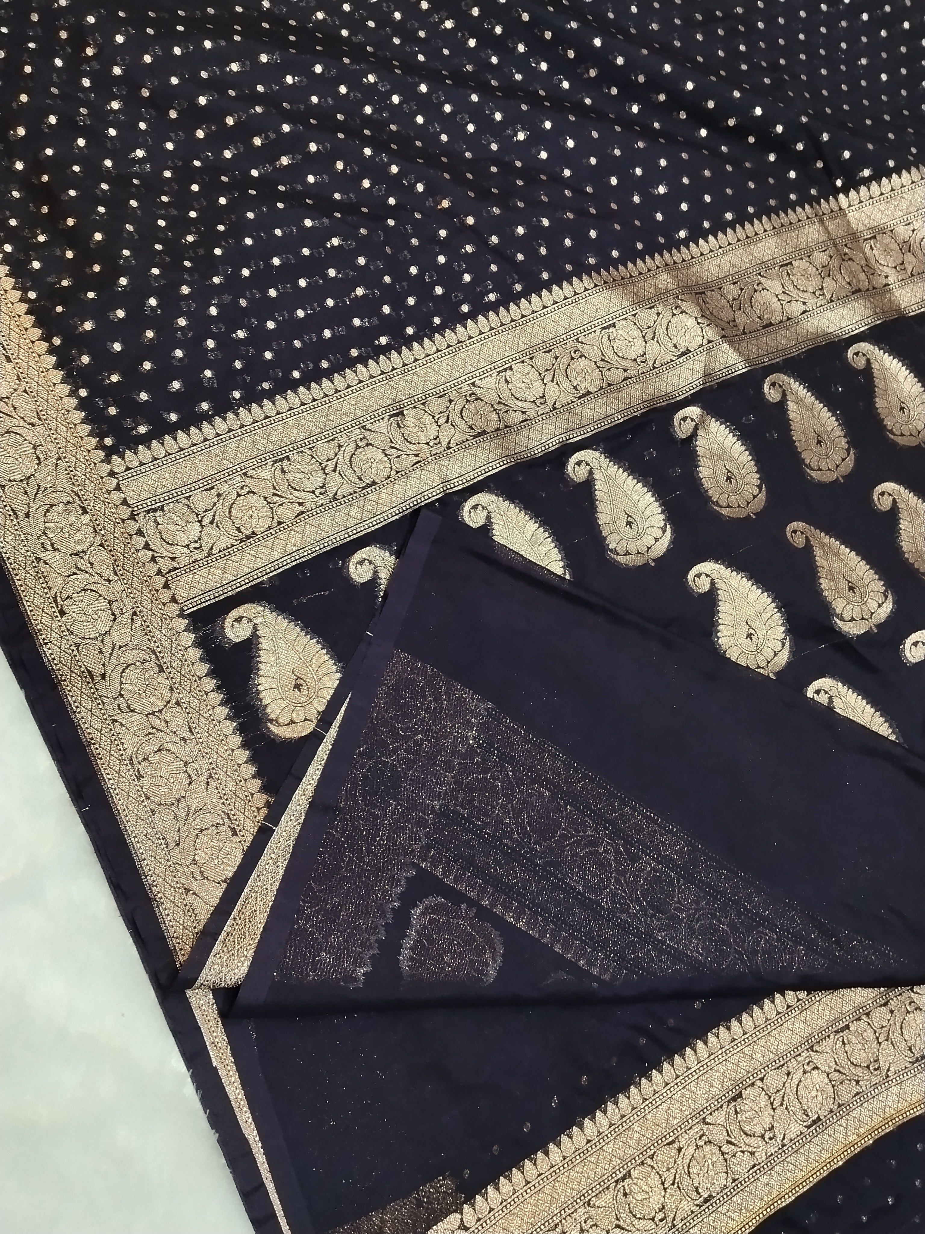 Dark Brown Colour Banarasi Khaddi Georgette Saree