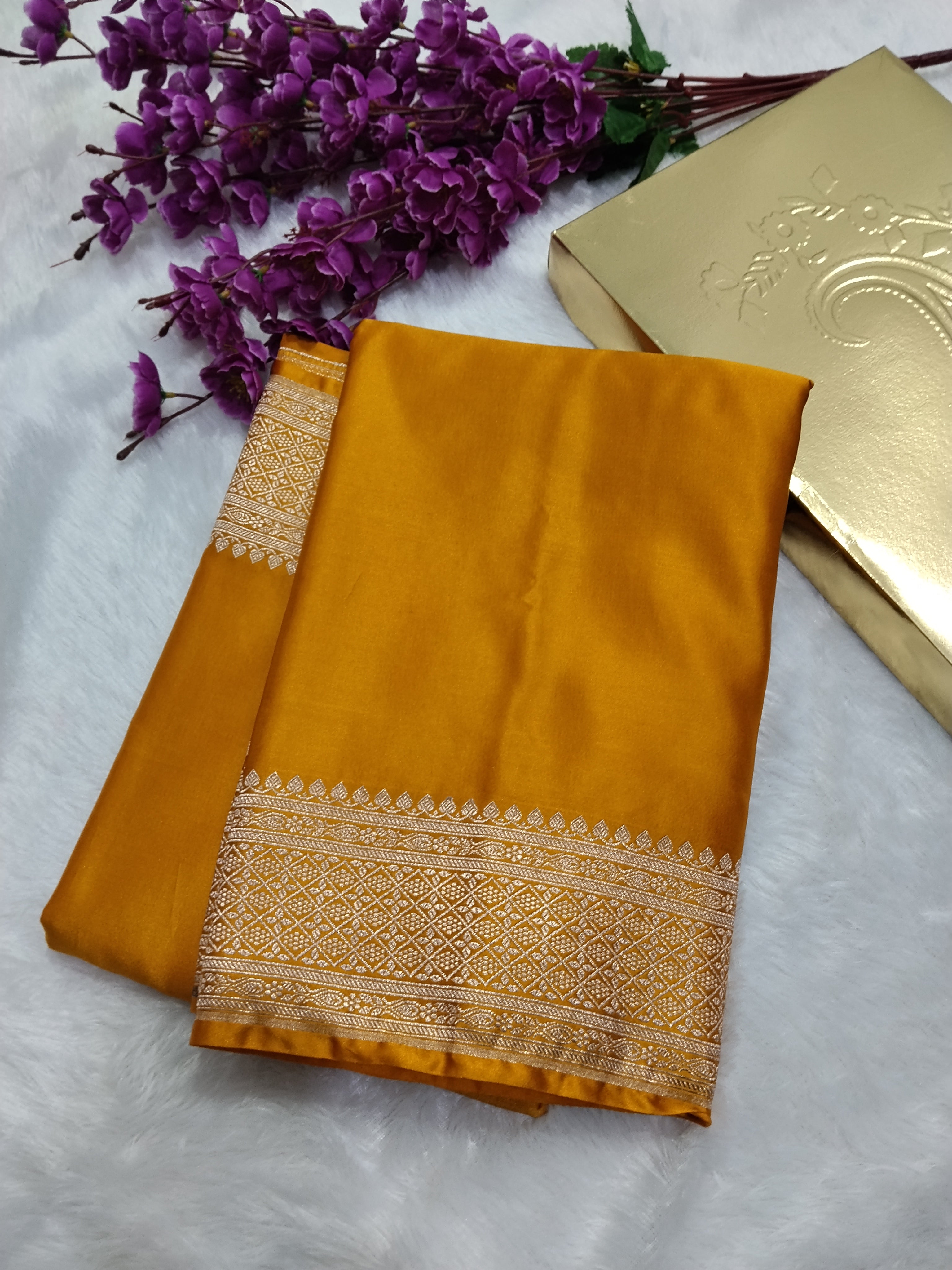 Mustard Yellow Colour Banarasi Pain Mashru Katan Silk Saree With Fancy Pallu