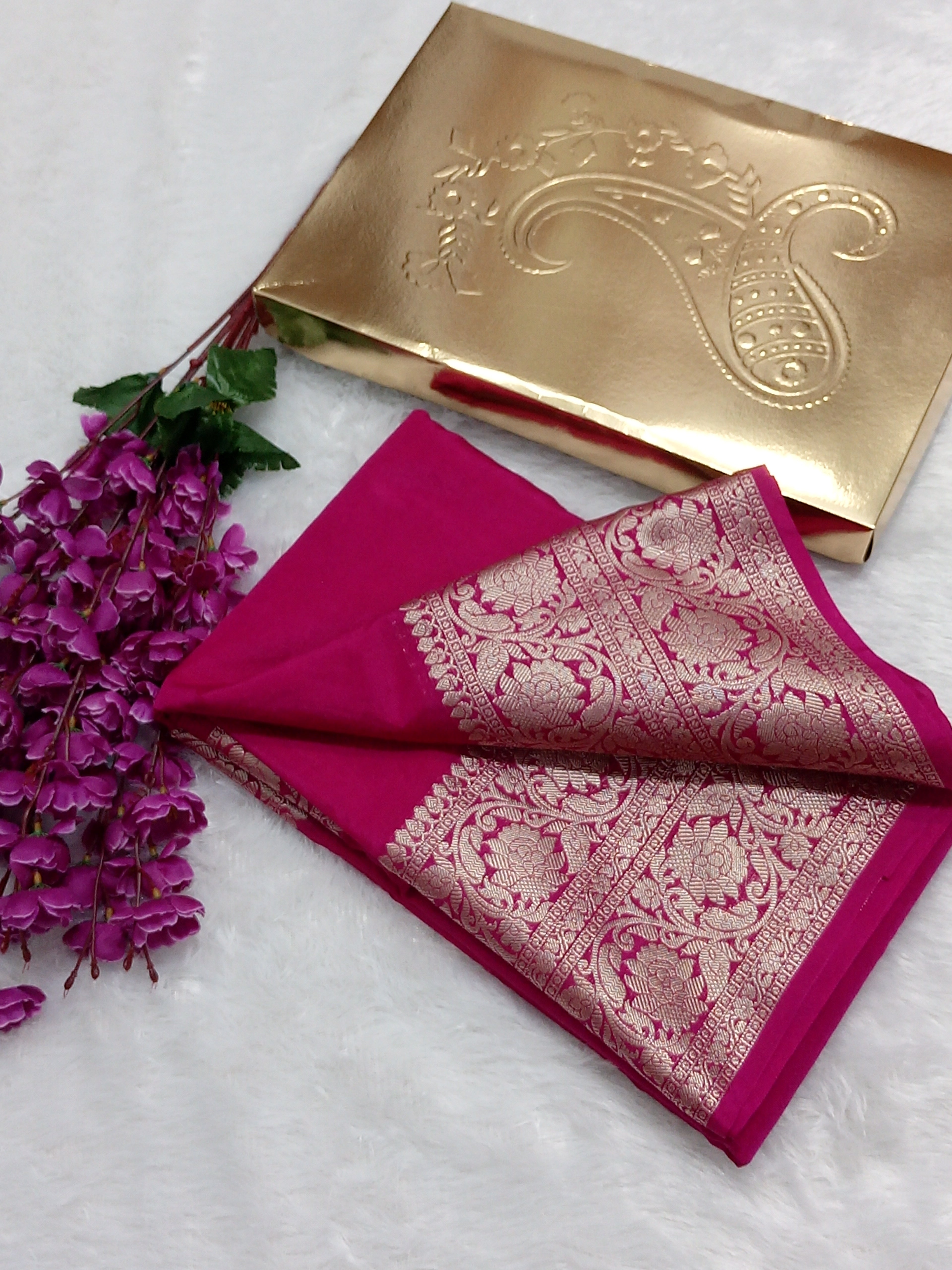 Pink Color Skirt Border Banarasi Soft Silk Saree