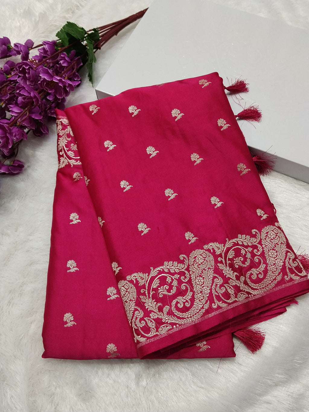 Rose Pink Colour Best Banarasi Mashru Silk Saree With Buti Design