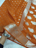 Yellow Mustard Colour Silver Zari Khaddi Georgette Saree