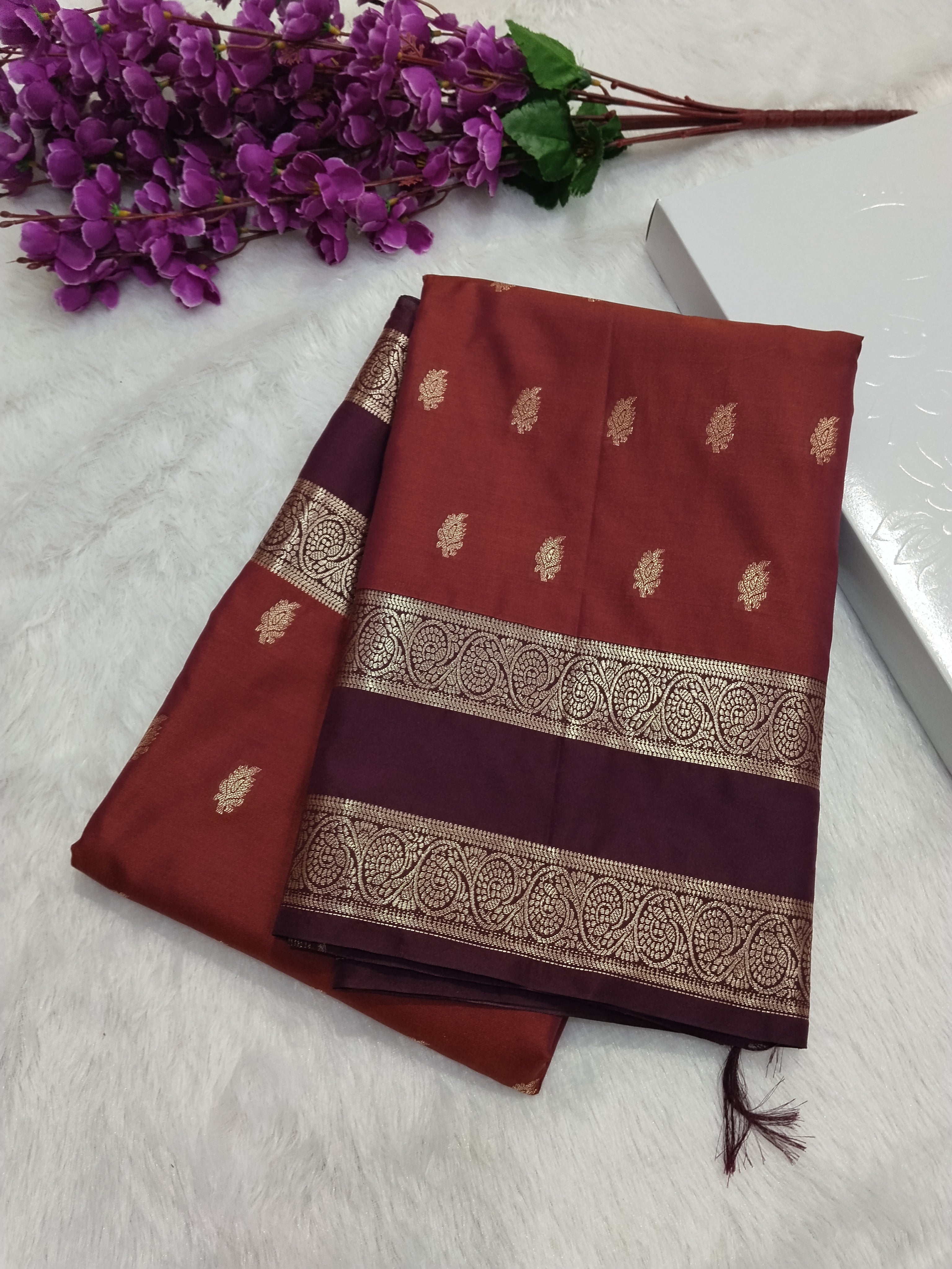 Party Wear Banarasi Semi Katan Silk Saree With Double Border Work