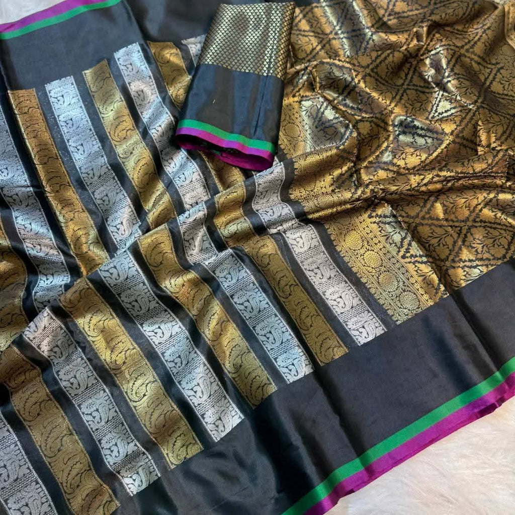 Nita Ambani inspired Modern Katan Silk Saree