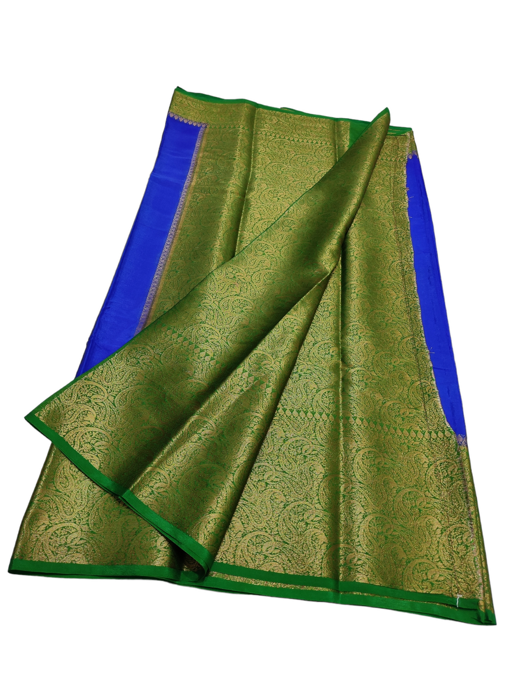 Blue And Green Colour Plain Body Warm Silk Saree