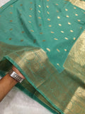 Dark Sea Green Colour Banarasi Fancy Cotton Saree With Brocade Blouse