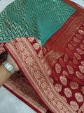 Dark Seam Green And Maroon Colour Banarasi Khaddi Georgette Saree Golden Zari