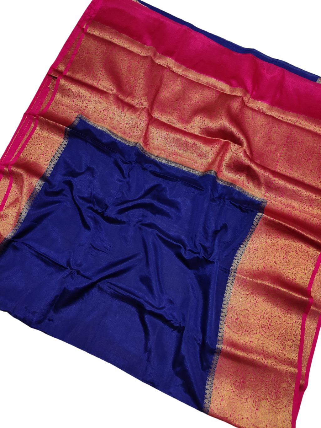 Blue And Pink Colour Plain Body Warm Silk Saree