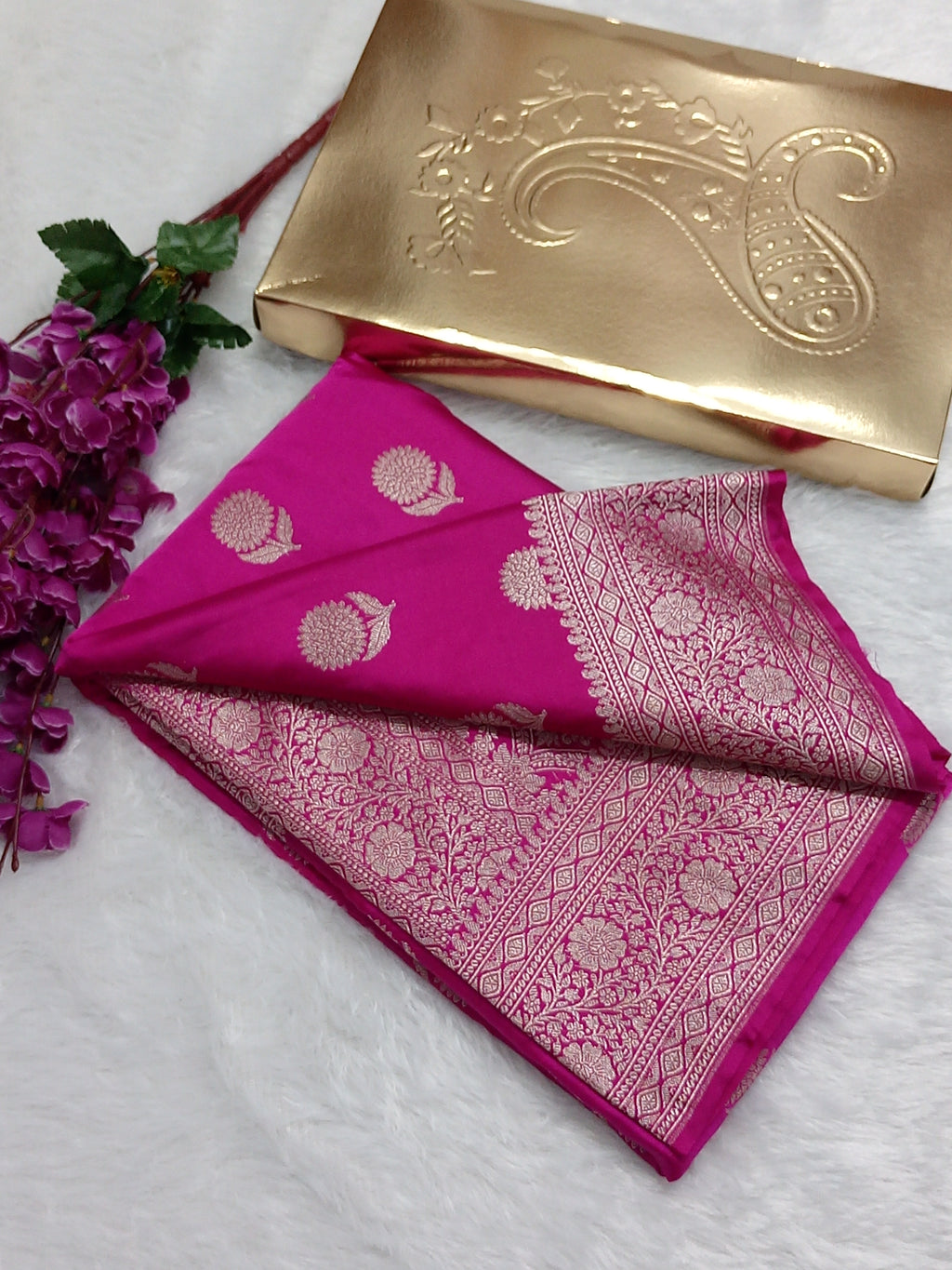 Dark Pink Colour Wedding Banarasi Mashru Silk Saree