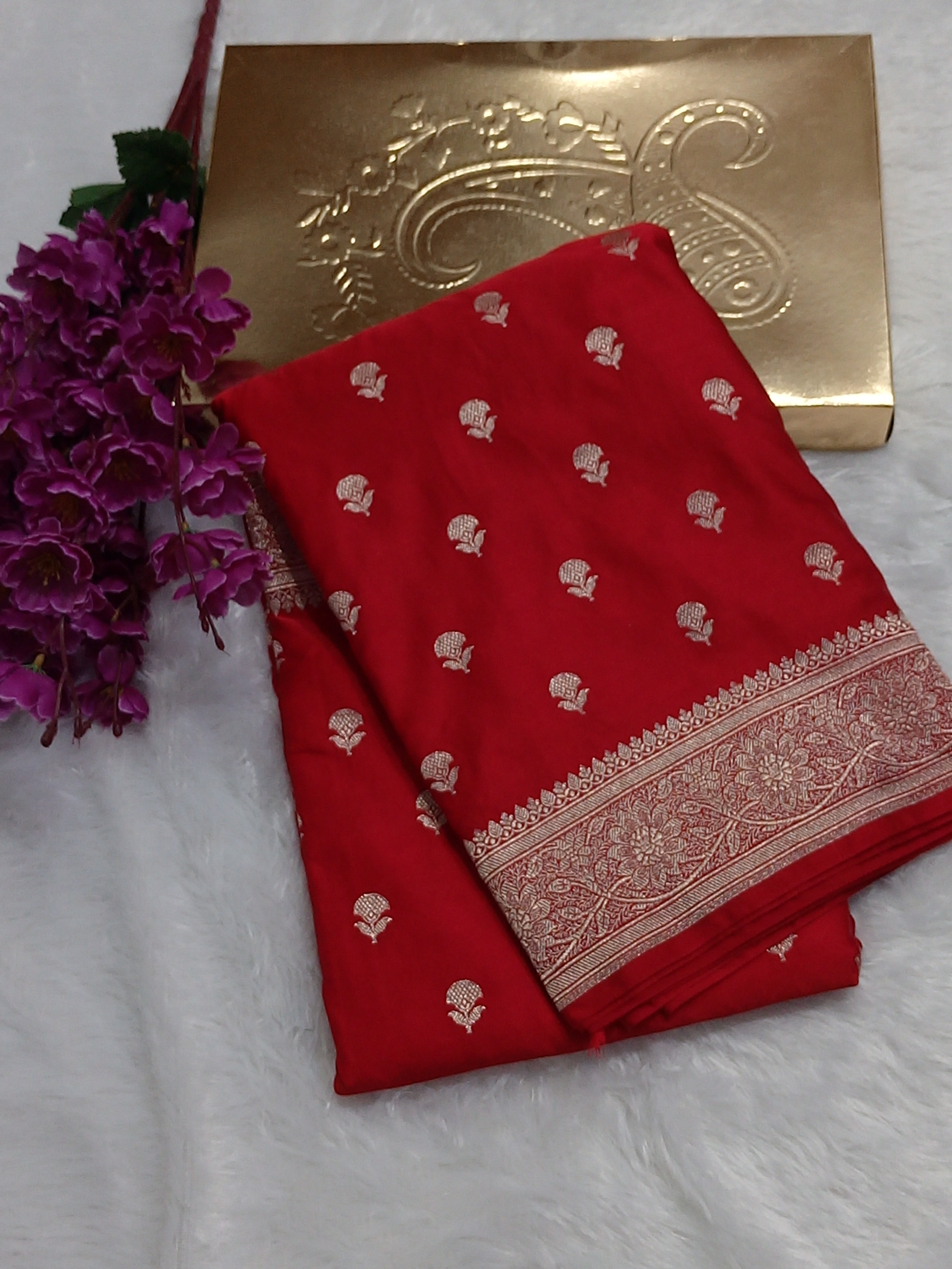 Red Color Banarasi Mashru Silk Saree