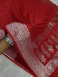Dark Red Colour Banarasi Khaddi Georgette Saree Small Buti